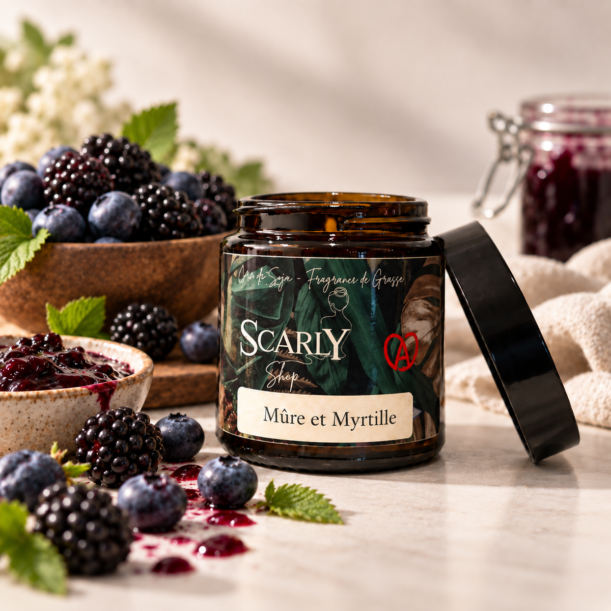 Bougie Artisanale Mûre et Myrtilles | Cire de Coco & Olive | Scarly Shop