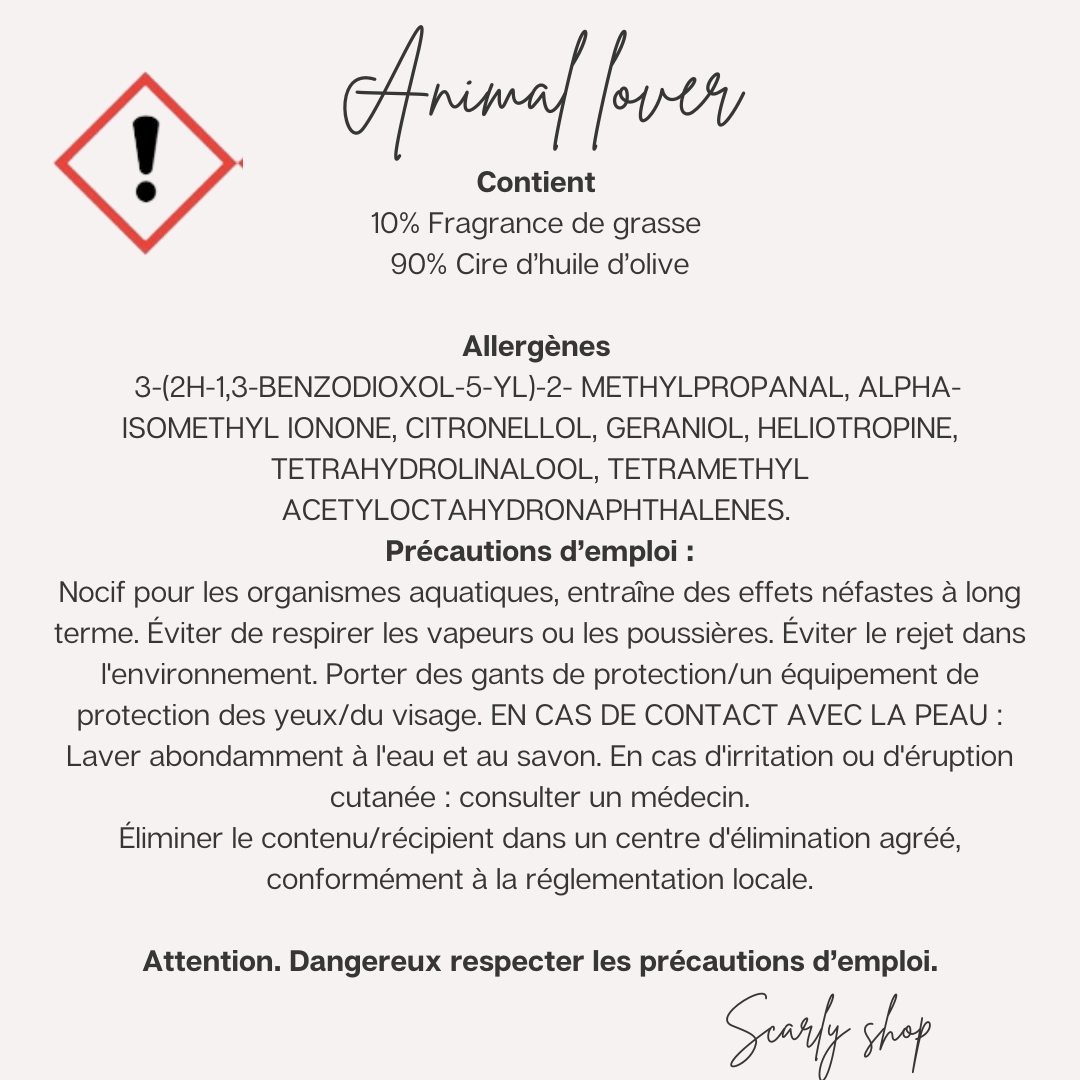 Bougie - Anti mauvaise odeur - Animal lover - Scarly Shop