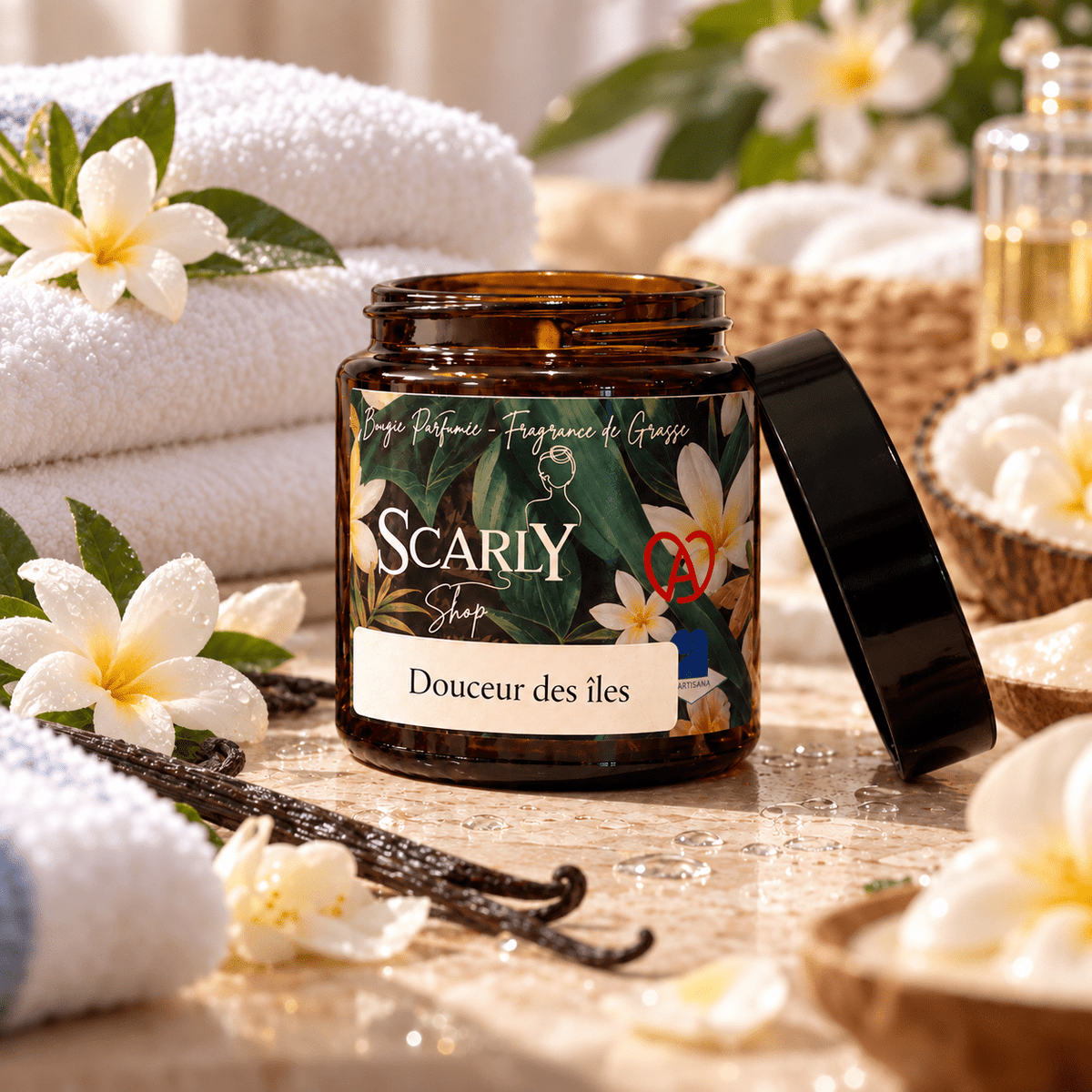 Bougie Artisanale Douceur des Îles | Cire Coco & Olive | Scarly Shop - Scarly Shop