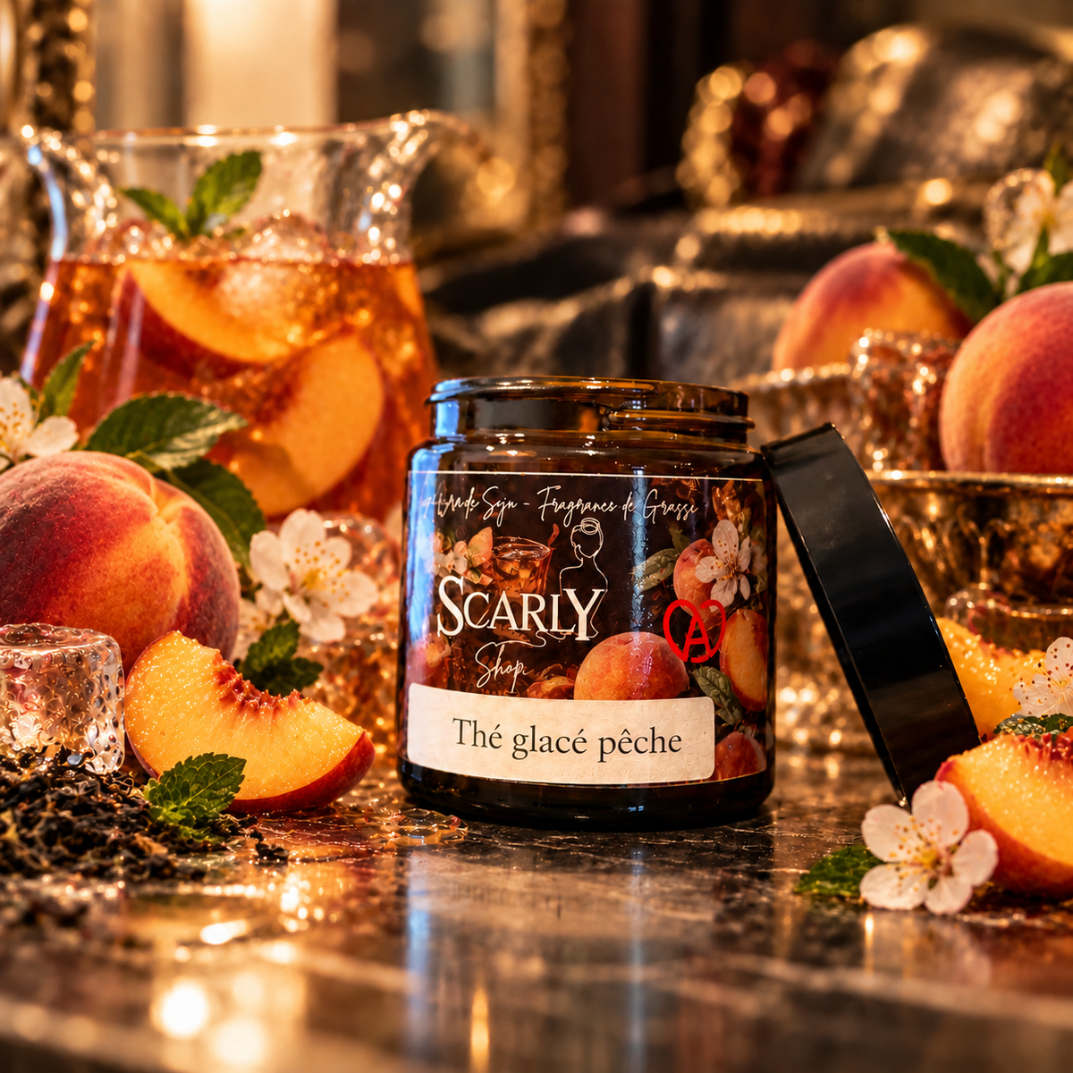 Bougie Thé Glacé Pêche Artisanale | Cire Coco & Olive | Scarly Shop - Scarly Shop