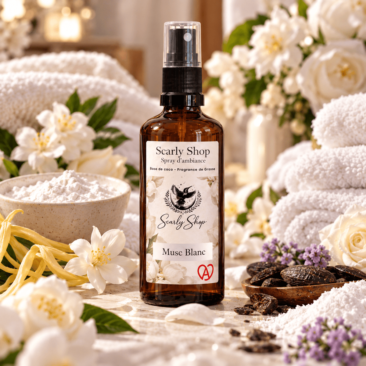 Spray d'Ambiance 100ml Musc Blanc | Parfum d'Intérieur | Scarly Shop - Scarly Shop