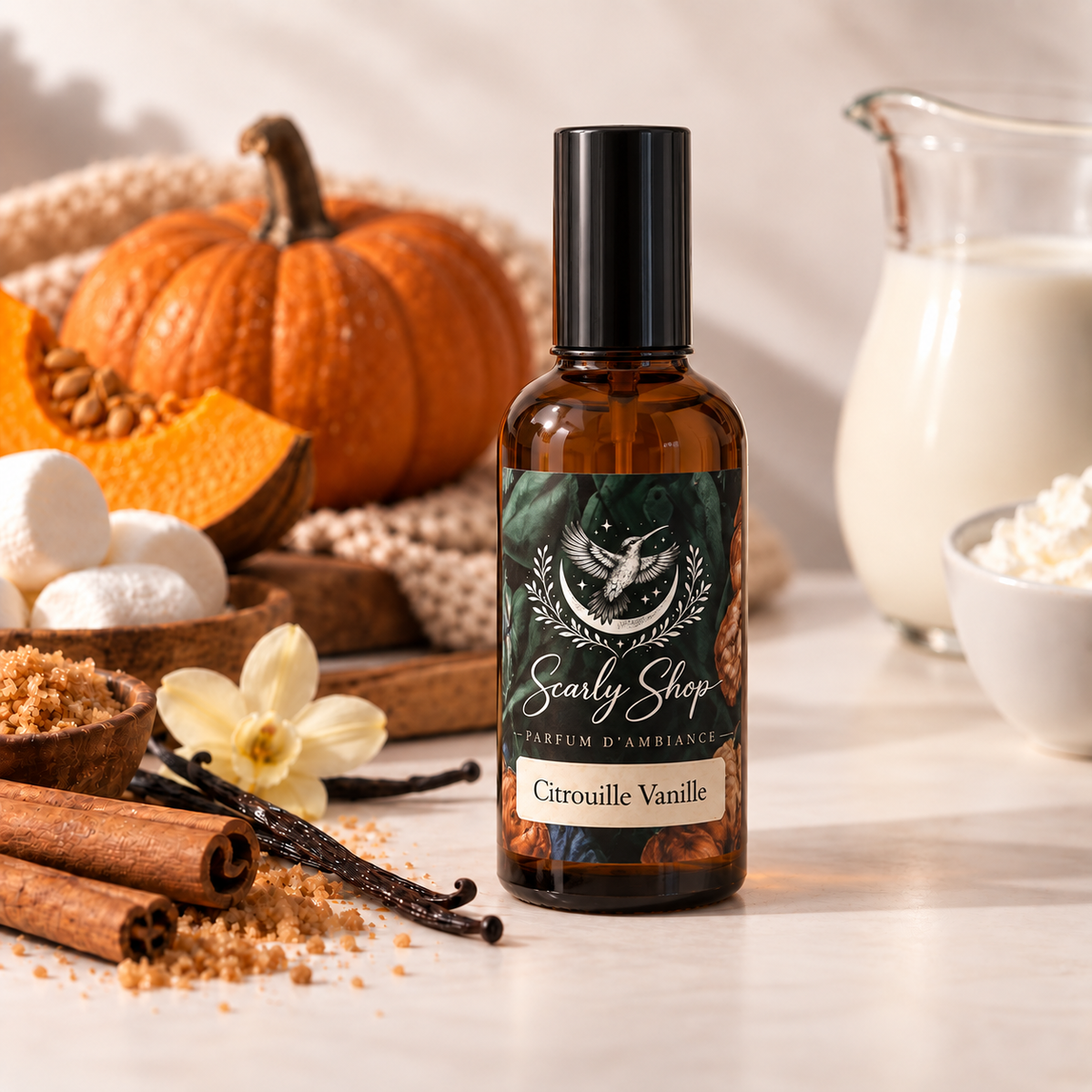 Spray d'Ambiance 100ml Citrouille Vanille | Parfum de Grasse | Scarly Shop