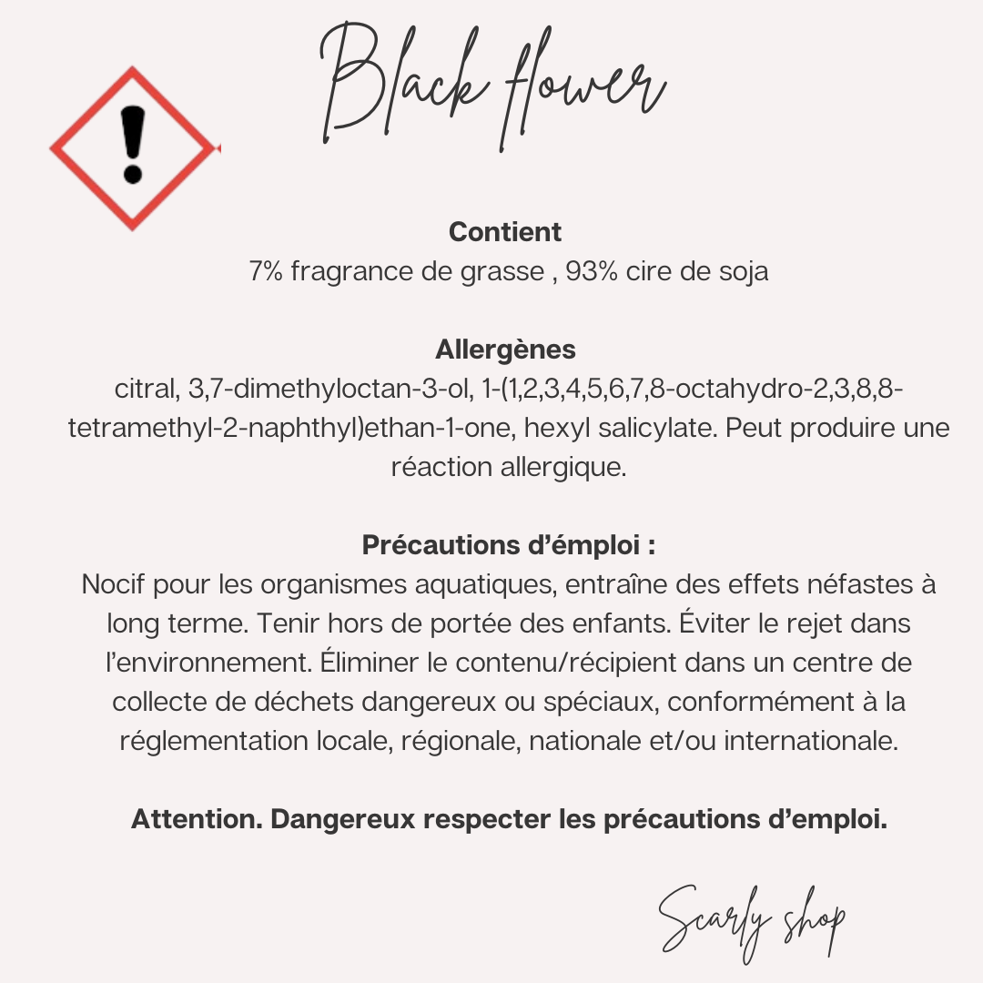 Bougie Black flower -  Scarly Shop