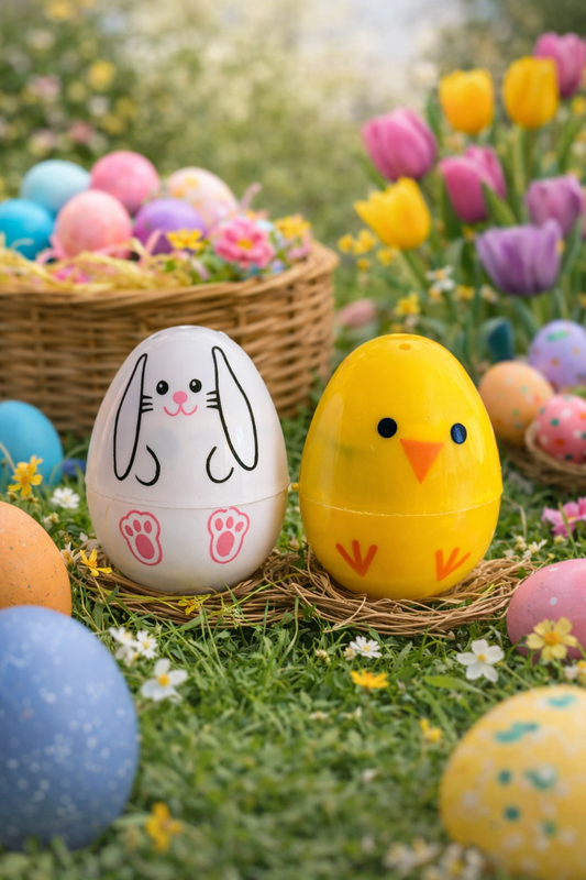 Oeuf surprise jaune et blanc avec ticket d’or - Lot de 3 fondants de Pâques