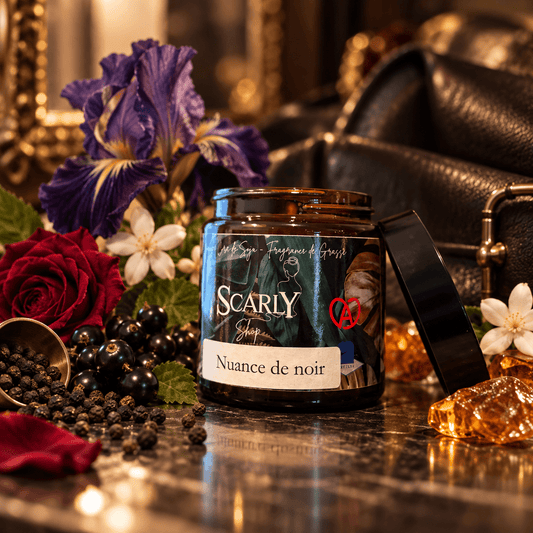 Bougie Artisanale Nuances de Noir | Cuir & Ambre | Scarly Shop - Scarly Shop
