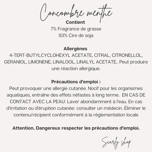 Bougie Concombre menthe - Scarly Shop