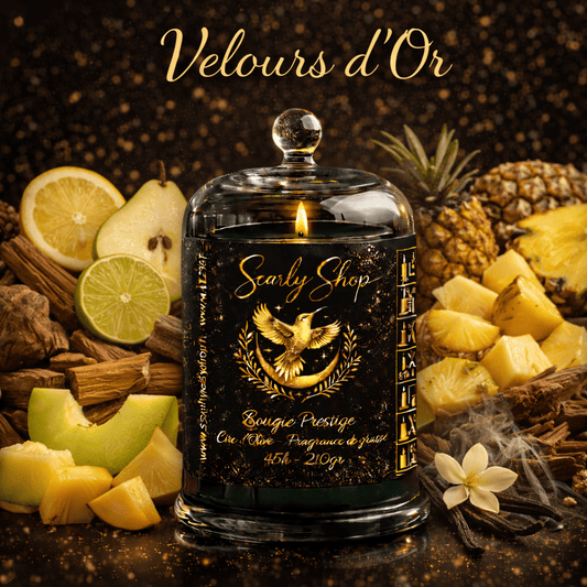 Bougie Prestige - Velours d'Or - 45h - Cire D'olive - Scarly Shop