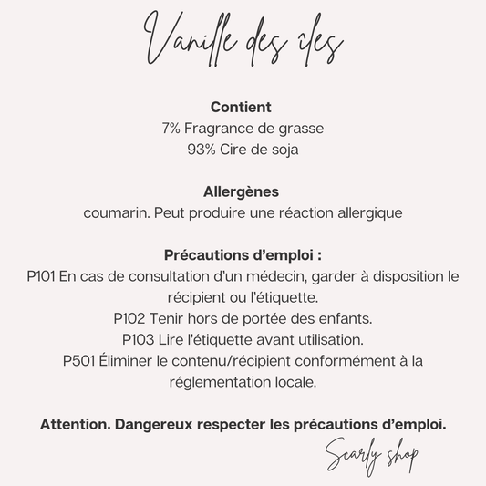 Bougie Vanille des iles - Scarly Shop