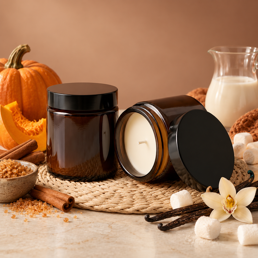 Bougie Artisanale Citrouille Vanille | Cire de Coco & Olive | Fait main en Alsace